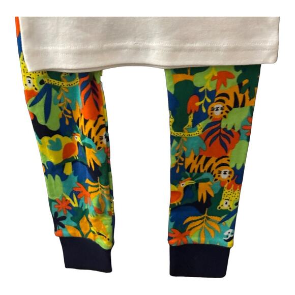 Old Navy White & Blue Born To Be Wild Jungle Graphic Pajama Set 18-24 Month New - Picture 3 of 6